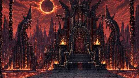 The infernal throne hall at the heart of the Ashen Vale